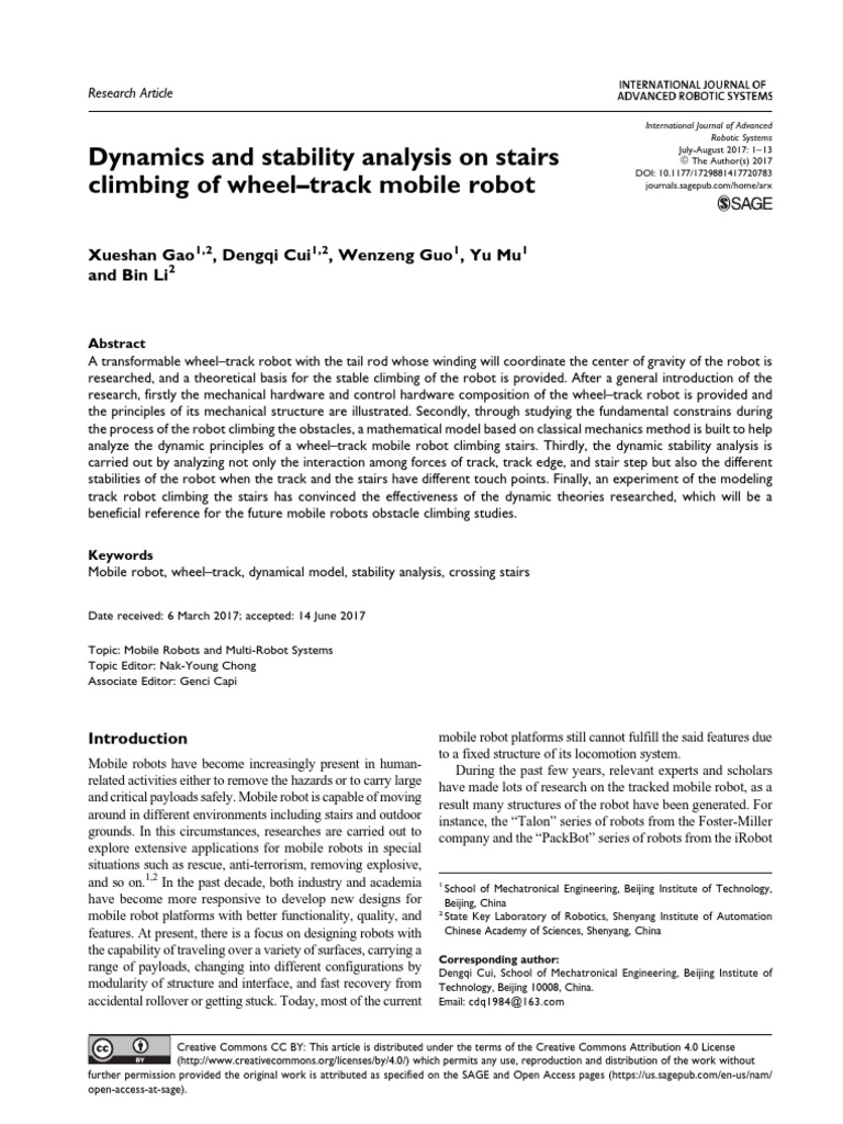 Dynamics and Stability Analysis On Stairs Climbing PDF | PDF | Machines ...