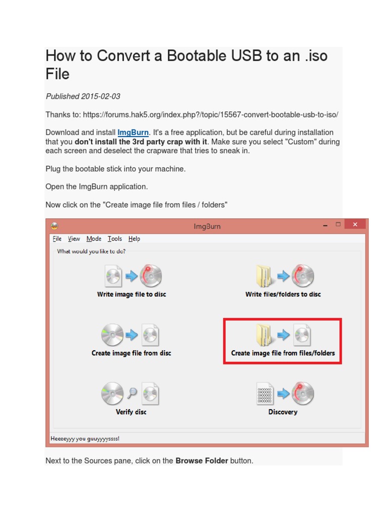 How to Convert a Bootable USB to an .Iso File