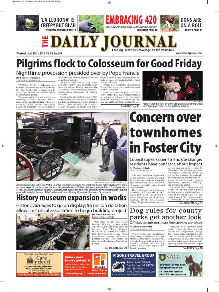 San Mateo Daily Journal 04-20-19 Edition | PDF | Stations Of The Cross |  Pope Francis