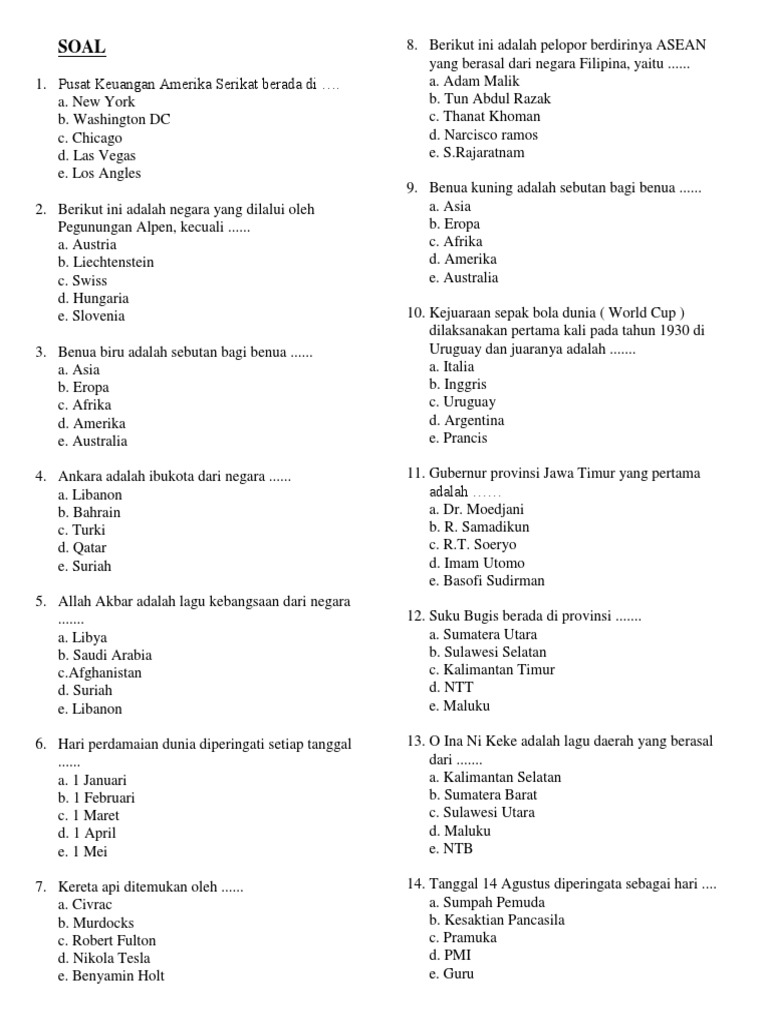 Soal Pengetahuan Umum Pdf