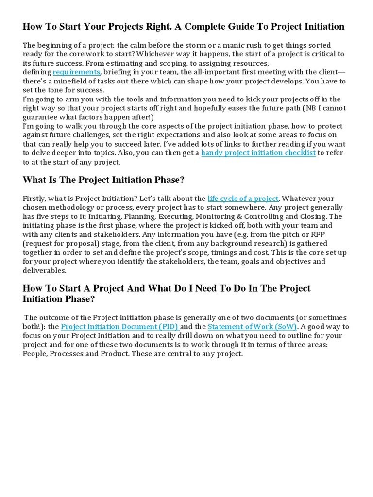 How To Start Your Projects Right. A Complete Guide To Project ...