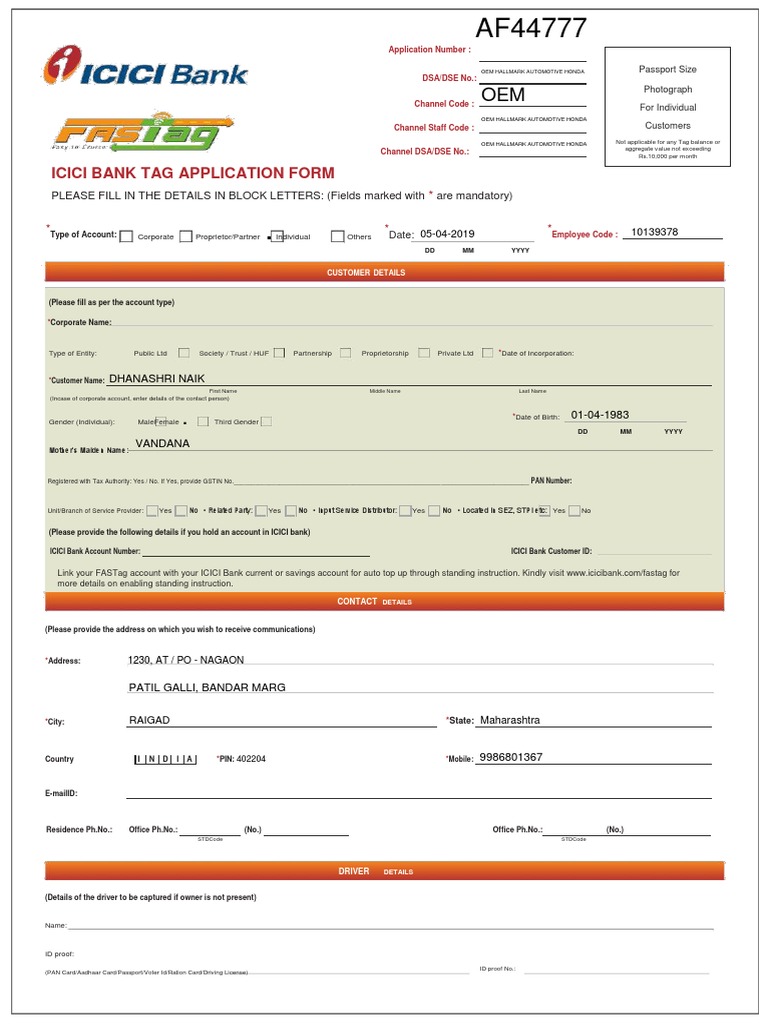 Dhanashri Naik Form PDF | PDF | Identity Document | Banks