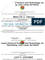 Lanao School of Science and Technology Diploma