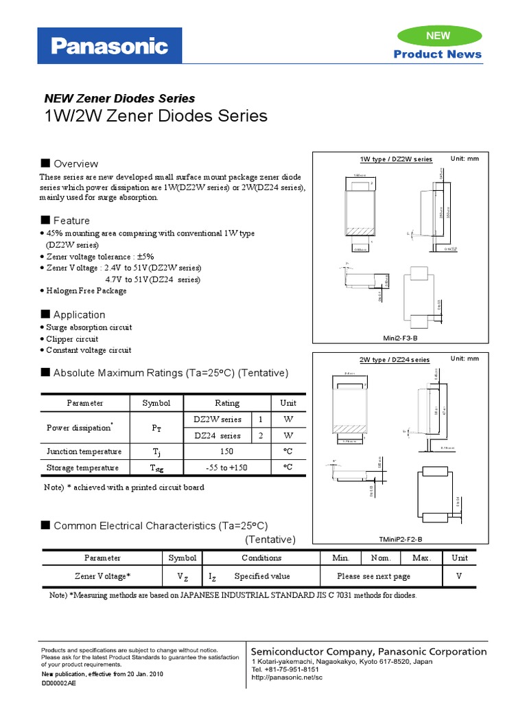 Datasheet Diodos 1W y 2W | PDF | Diode | Semiconductors