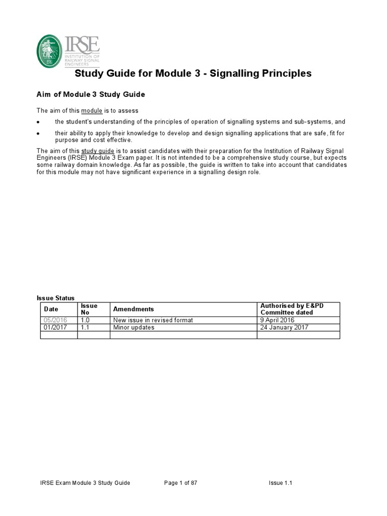 IRSE Exam - Module 3 Study Guide - v1.1 Jan 2017 PDF | PDF | Land ...