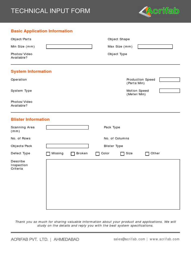 Technical Input Form for Blister Inspection | PDF | Games & Activities ...