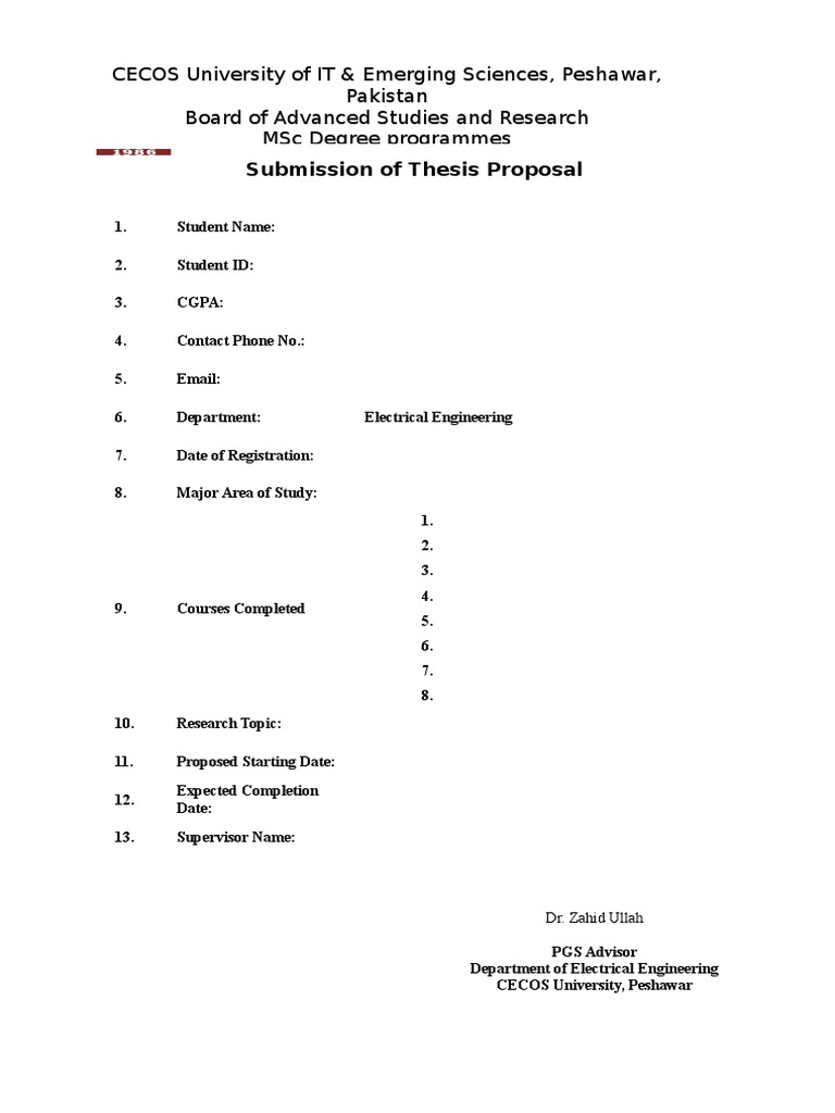 Thesis Proposal Guidelines for CECOS University | PDF | Fracture ...
