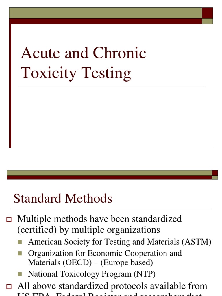 Acute and Chronic Toxicity Testing Methods | PDF | Toxicity | Standard ...