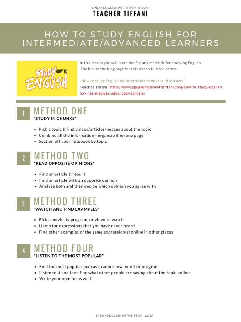 5 Effective Study Methods for English | PDF