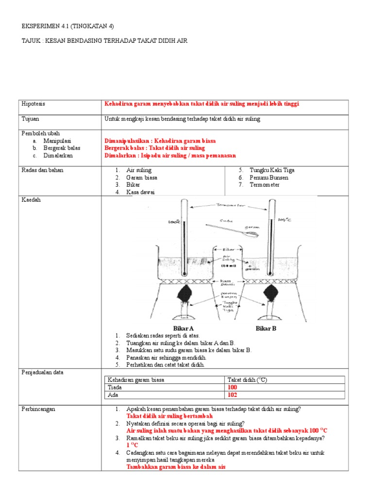 Eksperimen Ting 4 Jawapan Takat Didih Dan Kekonduksian Elektrik Pdf