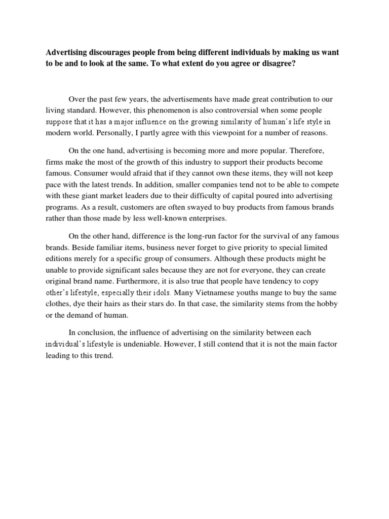 Impact of Advertising on Individuality | PDF
