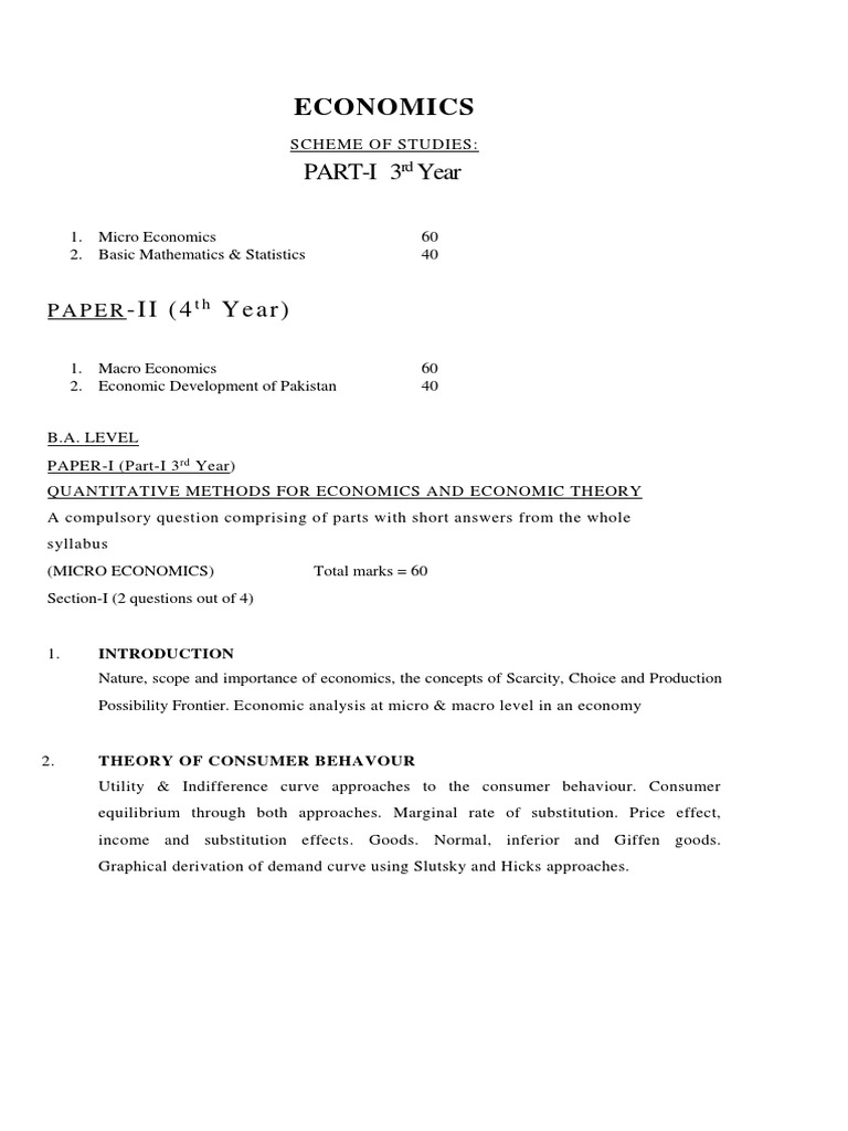 Economics: Part-I 3 Year | PDF | Supply And Demand | Economics