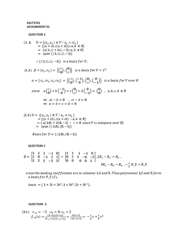 MAT3701 Assignment 01 | PDF | Numerical Analysis | Functional Analysis