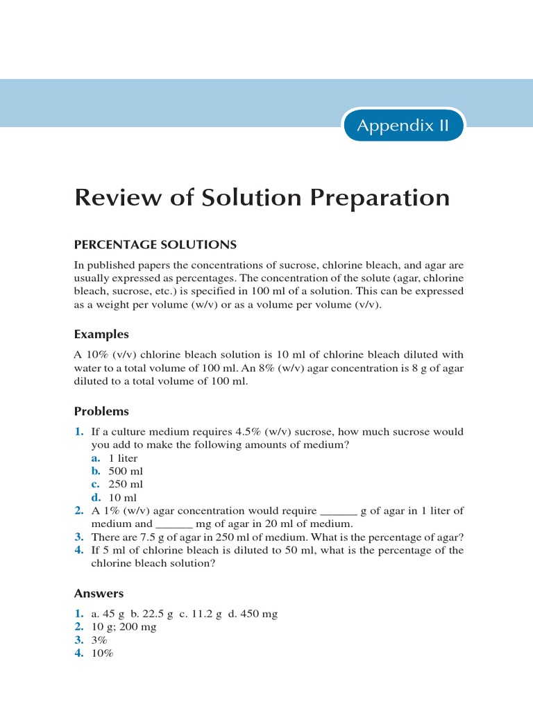 Solution Preparation Techniques | PDF | Mass Concentration (Chemistry ...