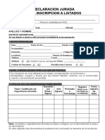 Declaracion Jurada para Inscripcion A Listados Modificada 2019