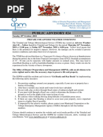 ODPM Public Advisory 24 - Adverse Weather Alert#1 - 30th October, 2018