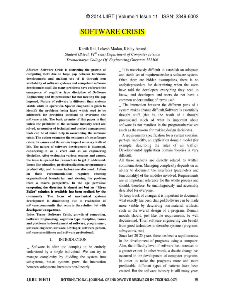 Crisis Del Software | PDF | Software Development | Engineering