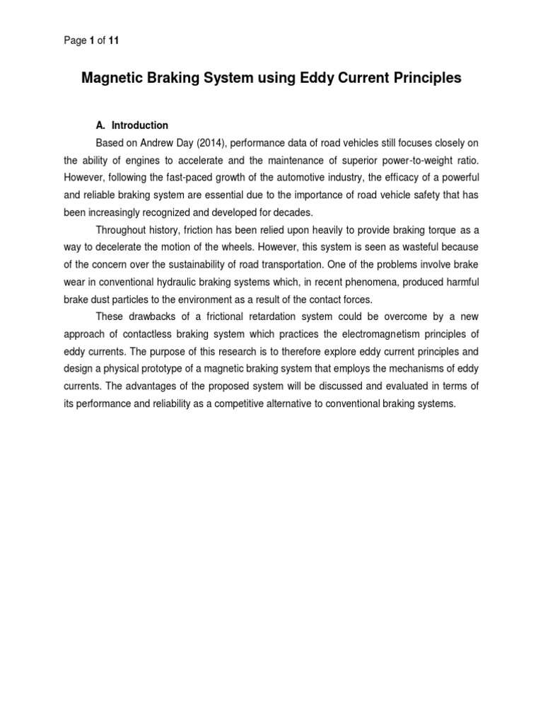 Braking System Report 2nd Year Project PDF Brake