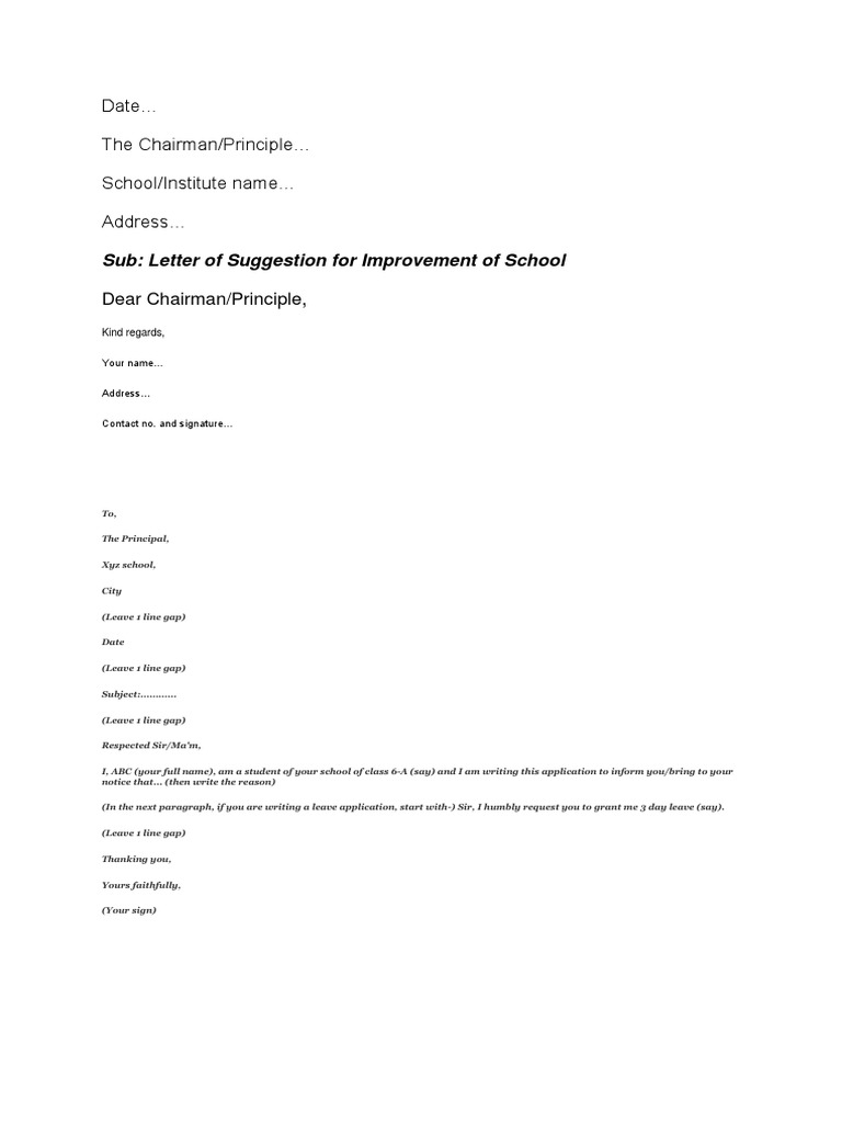 School Letter Writing Guide | PDF
