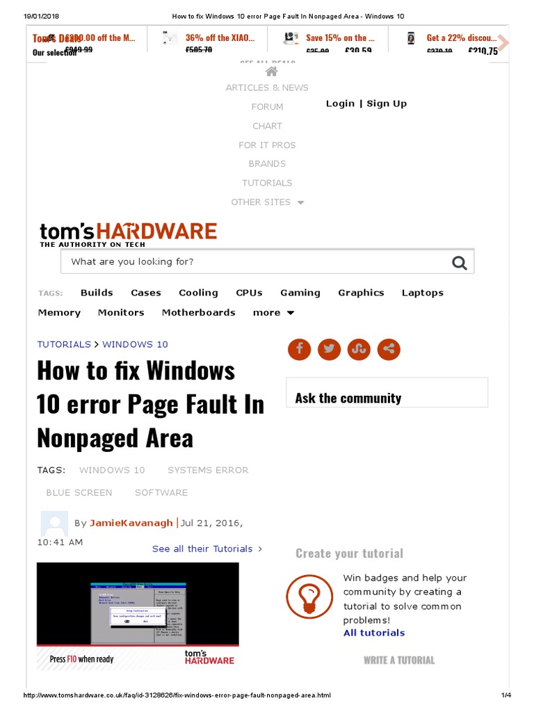 How To Fix Windows 10 Error Page Fault in Nonpaged Area PDF Computer Architecture System