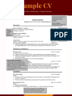 sample cv with notes