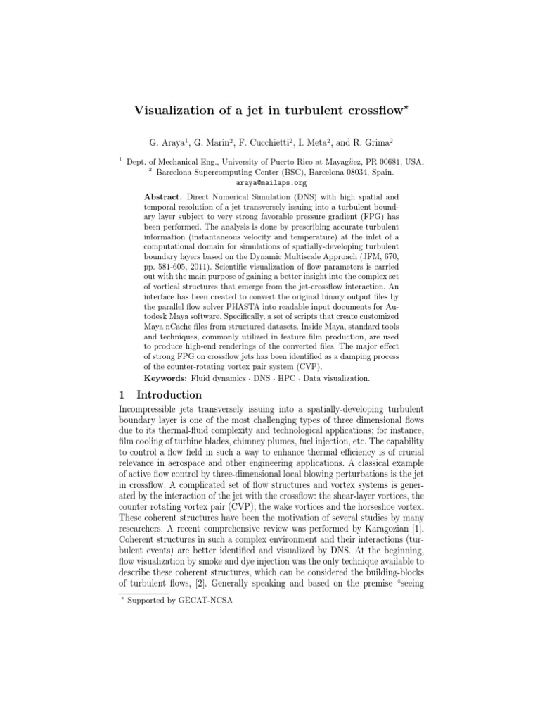 Visualization of A Jet in Turbulent Crossflow | PDF | Turbulence ...