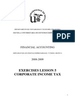 Exercises Lesson 5 Corporate Income Tax: Financial Accounting