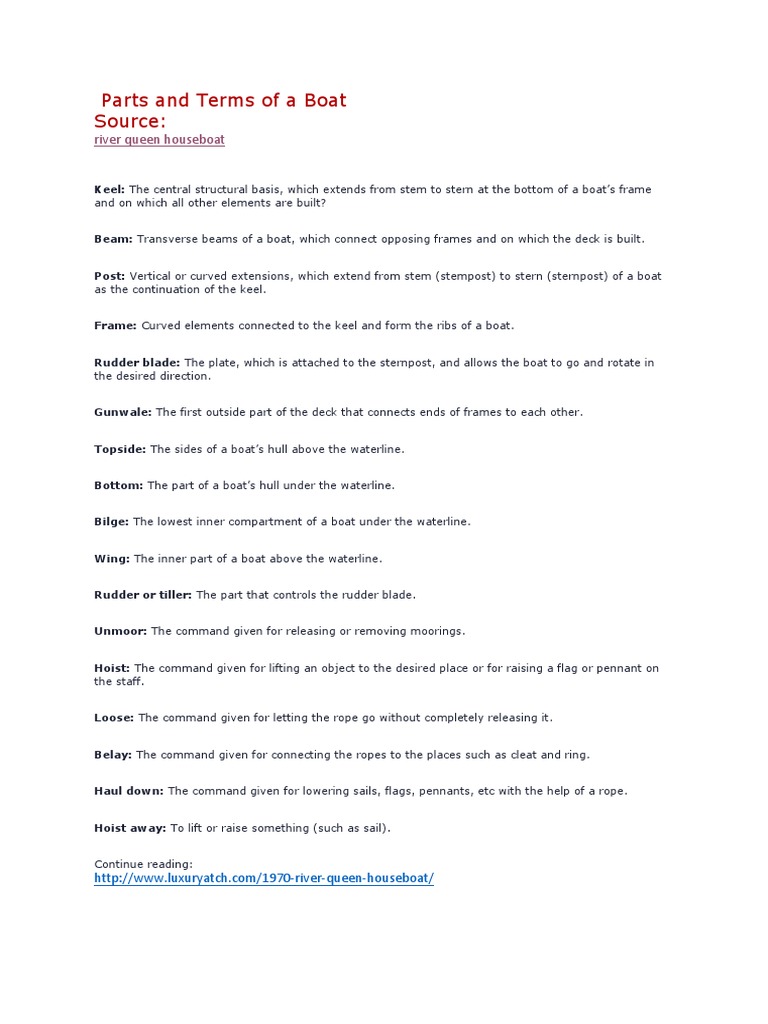 Parts and Terms of A Boat | PDF