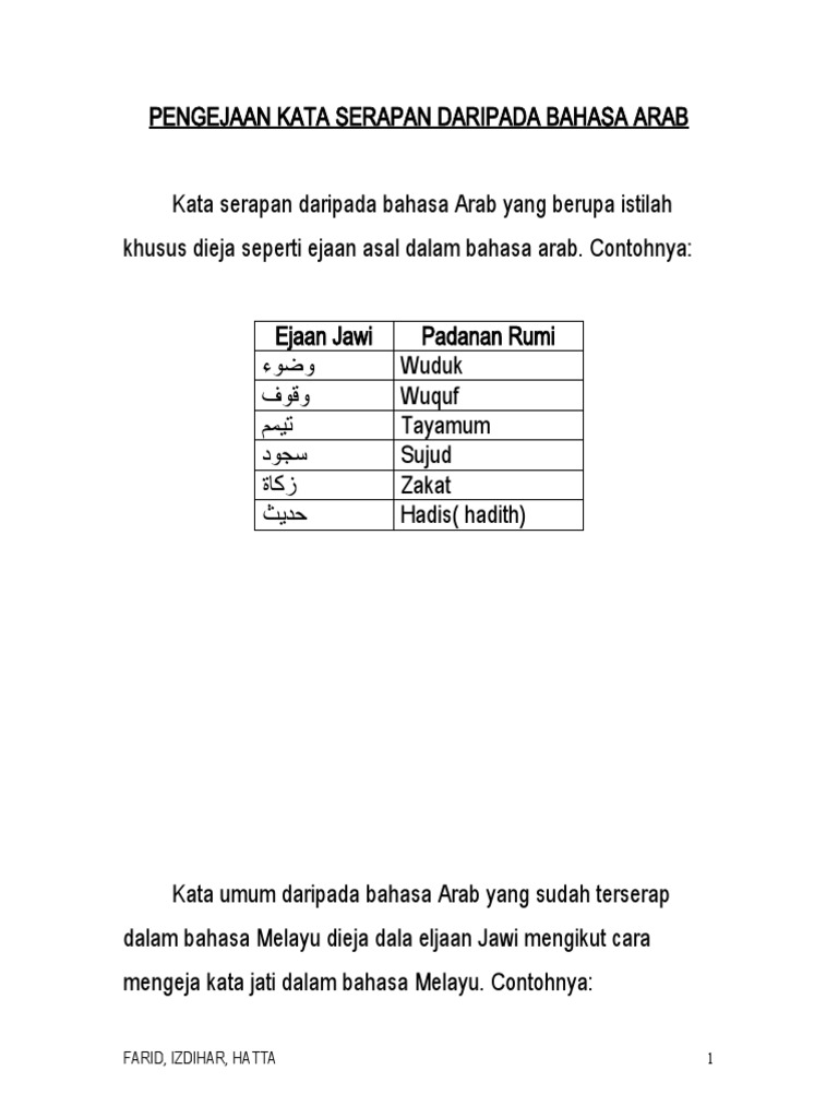 Pengejaan Kata Serapan Daripada Bahasa Arab Pdf
