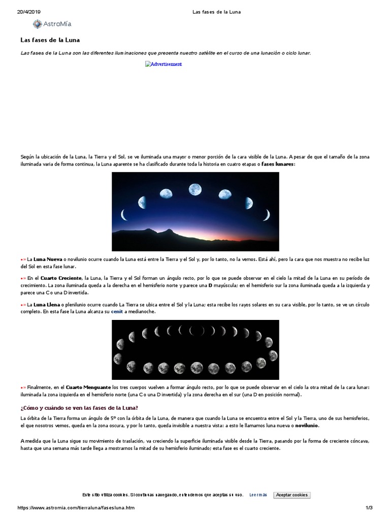 Fases de La Luna - Información y Características - Geografía | PDF ...