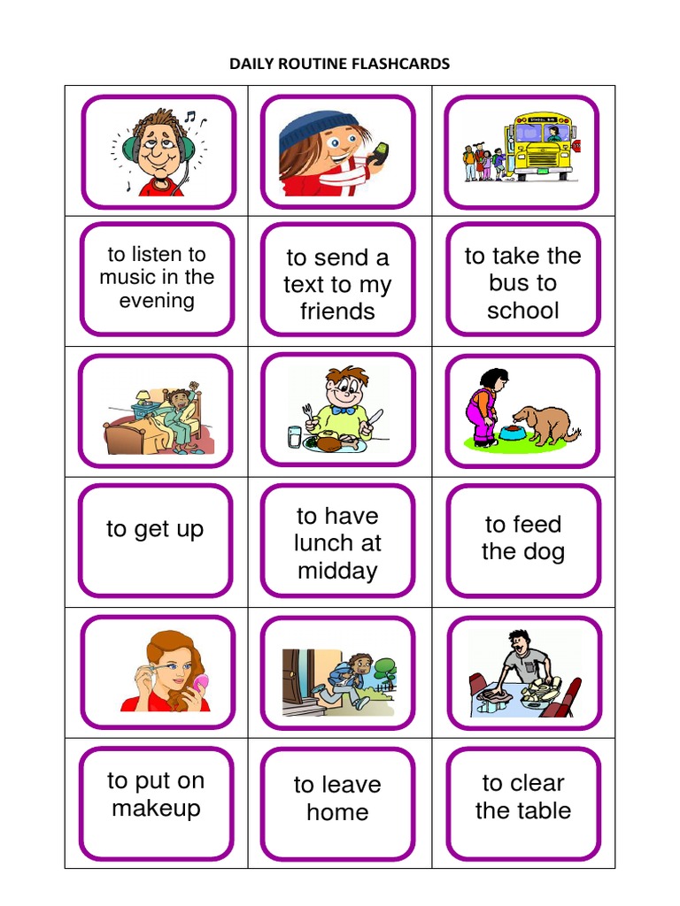 Flashcards Dailyroutine Mycaelab | PDF | Foods | Leisure