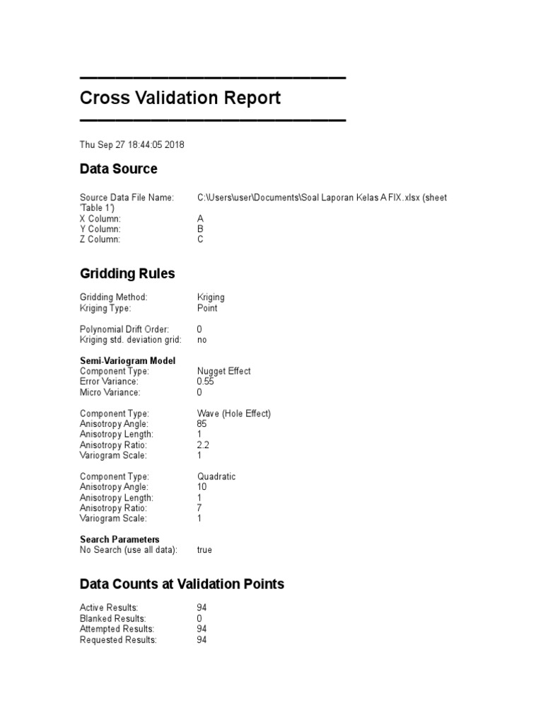 Cross Validation Report Summary | PDF | Errors And Residuals | Mean