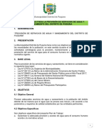 Plan de Trabajo de La Prestación Del Servicios de Agua Potable