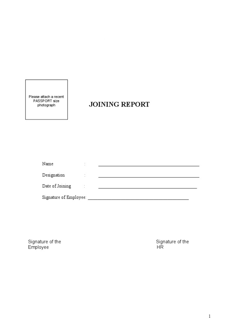 New Employee Joining Report for [Name], including Personal Details