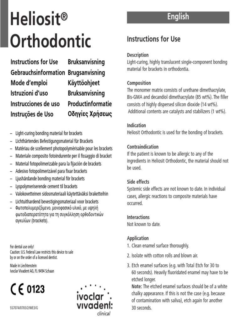 Heliosit Orthodontic PDF Tooth Enamel Dental Composite