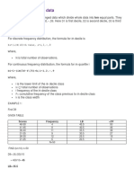 Deciles For Grouped Data: Di L+ (In/10-F /F) ×H I 1,2,, 9