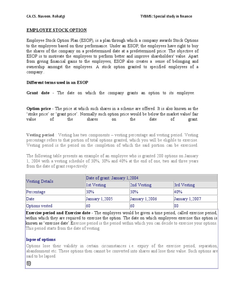 Understanding Employee Stock Options | PDF | Employee Stock Option ...