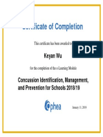 Concussion Identification Certificate