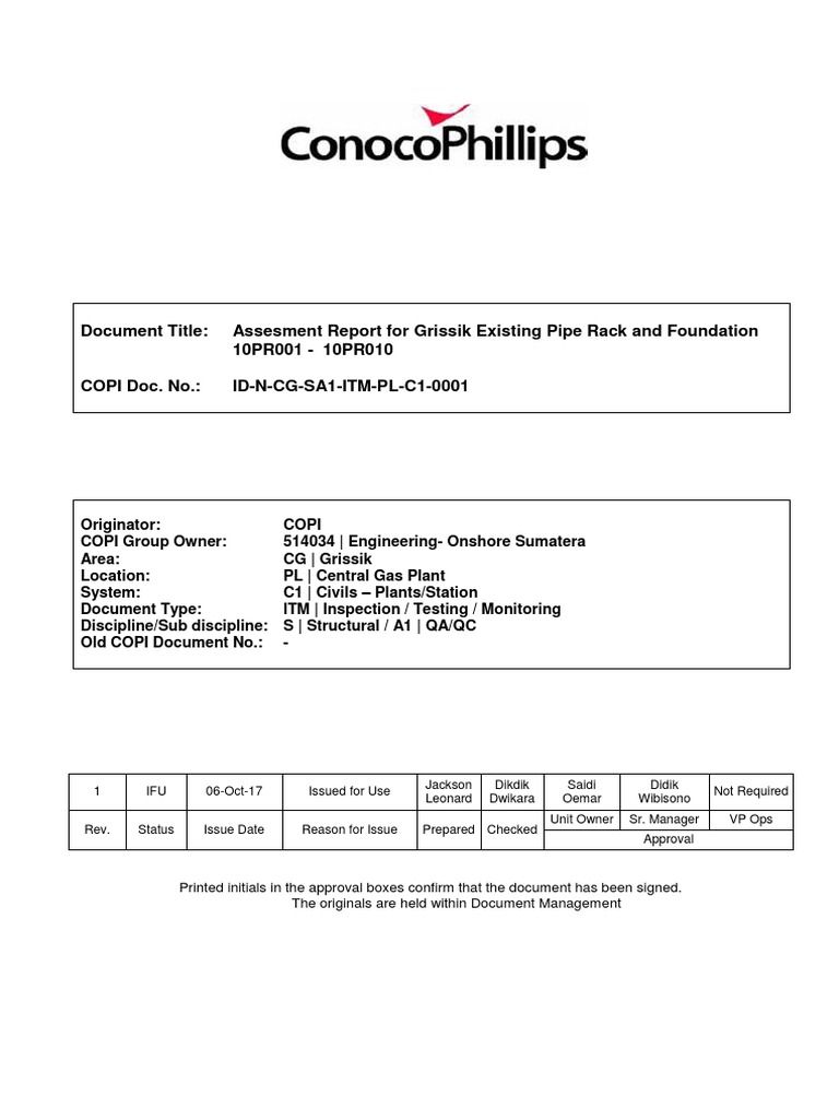 Document Title: Assesment Report For Grissik Existing Pipe Rack and ...