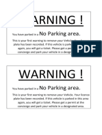 Warning !: No Parking Area