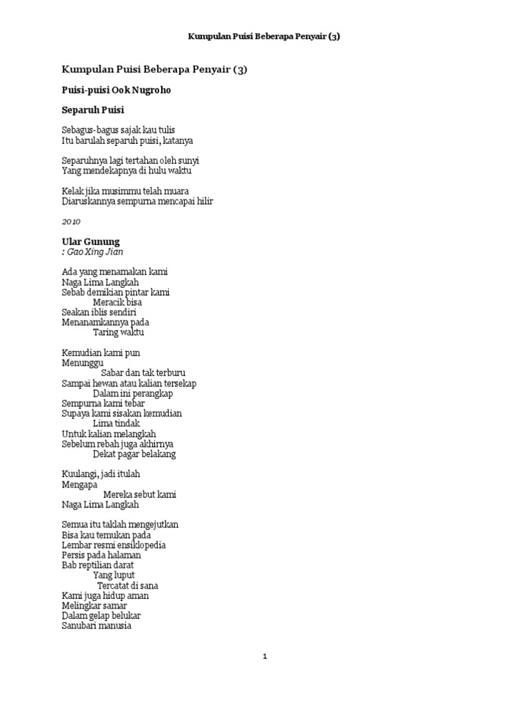Kumpulan Puisi Beberapa Penyair Pdf