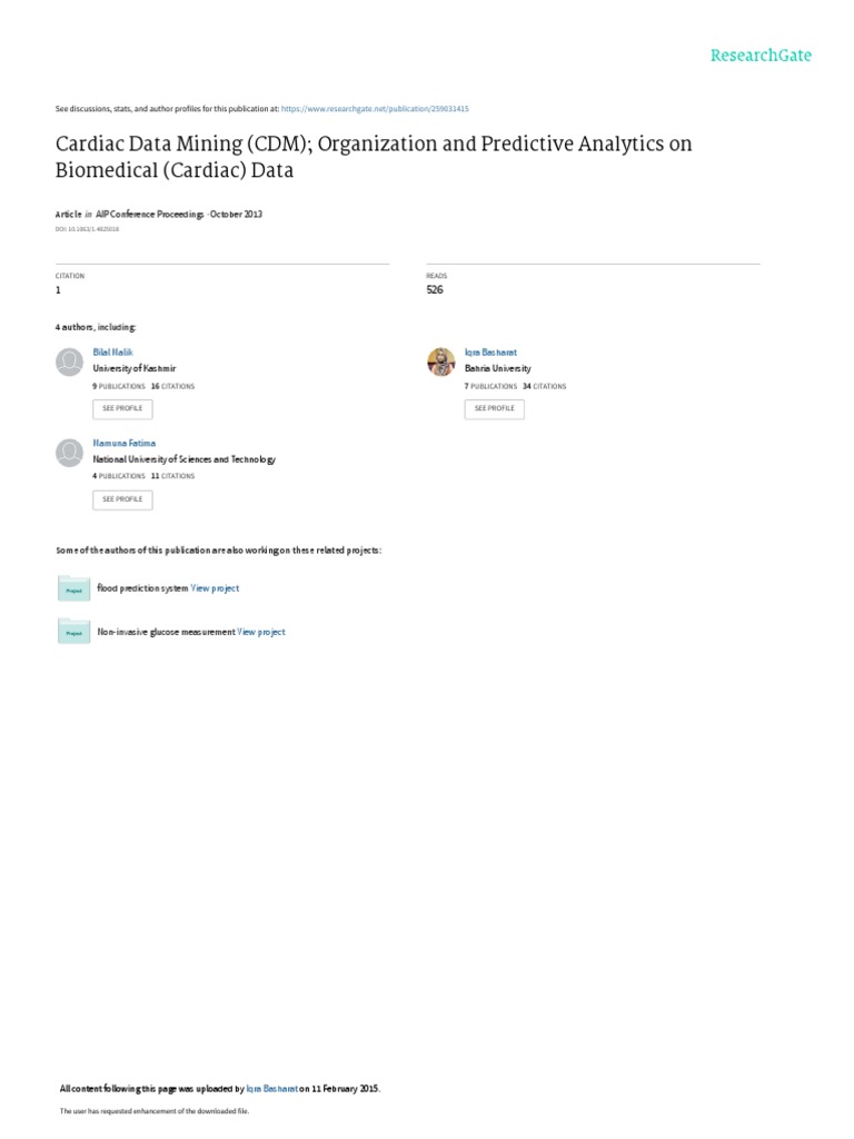 Cardiac Data Mining (CDM) Organization and Predictive Analytics On ...