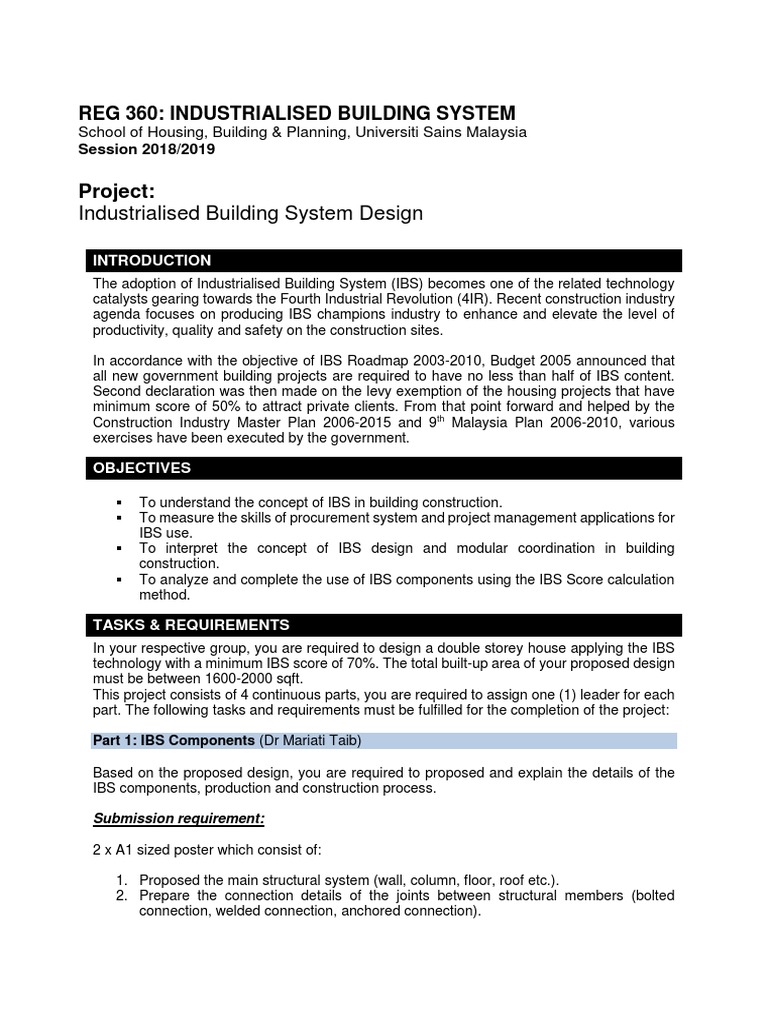 Industrialised Building System Project Guide | PDF | 3 D Modeling | Design