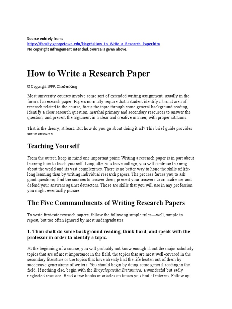 How To Write A Research Paper | PDF | Question | Argument