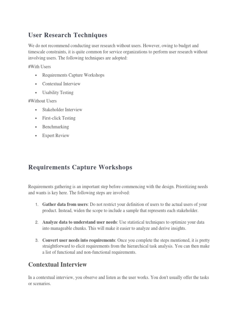User Research Techniques Explained | PDF | Usability | Design