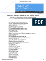 Common G and M Codes for CNC Machines