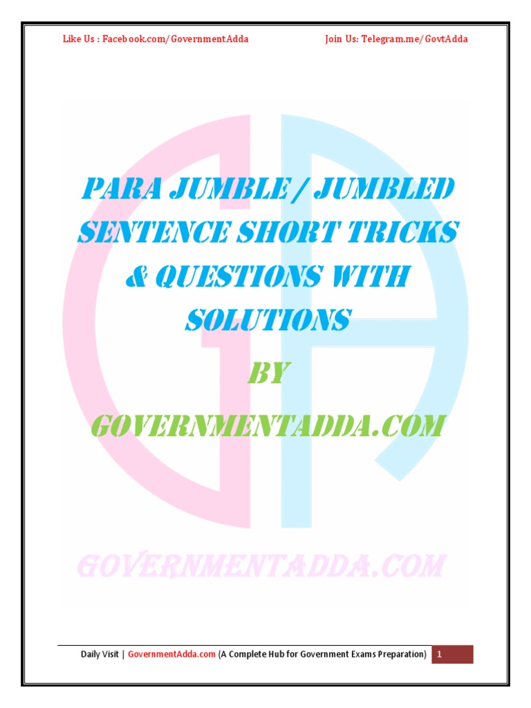 Para Jumble / Jumbled Sentence Short Tricks & Questions With Solutions