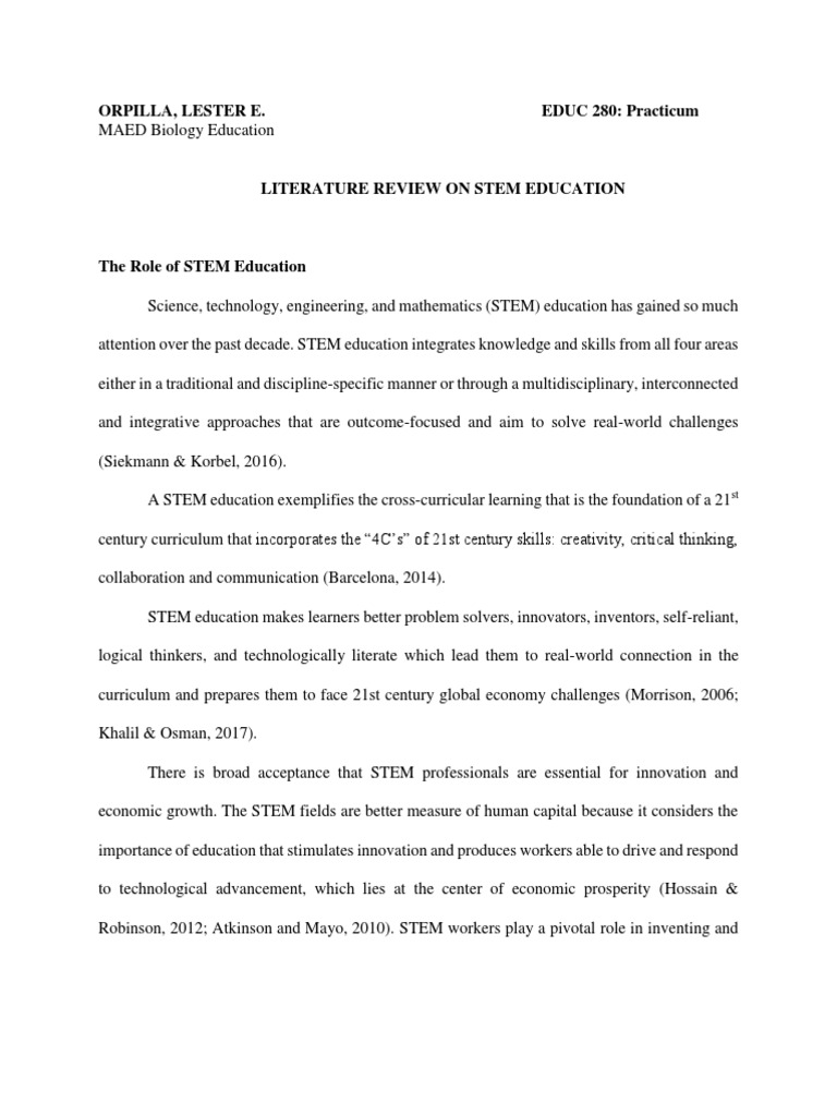Stem Literature Review | PDF | Science, Technology, Engineering, And ...
