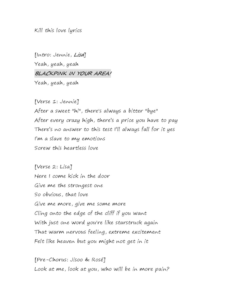 Kill This Love Lyrics