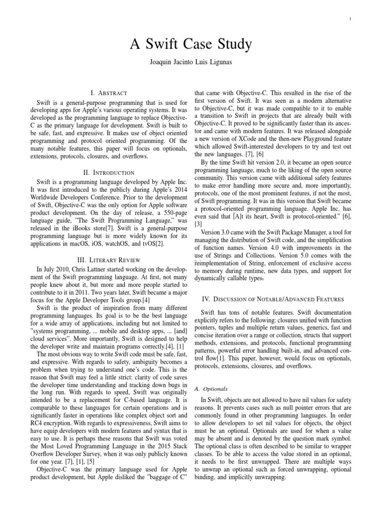 A Swift Case Study | PDF | Swift (Programming Language) | C ...